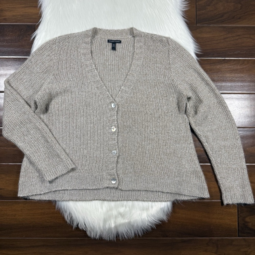 Eileen Fisher Women's Size Large Mohair Alpaca Blend Button Cardigan Sweaterโ